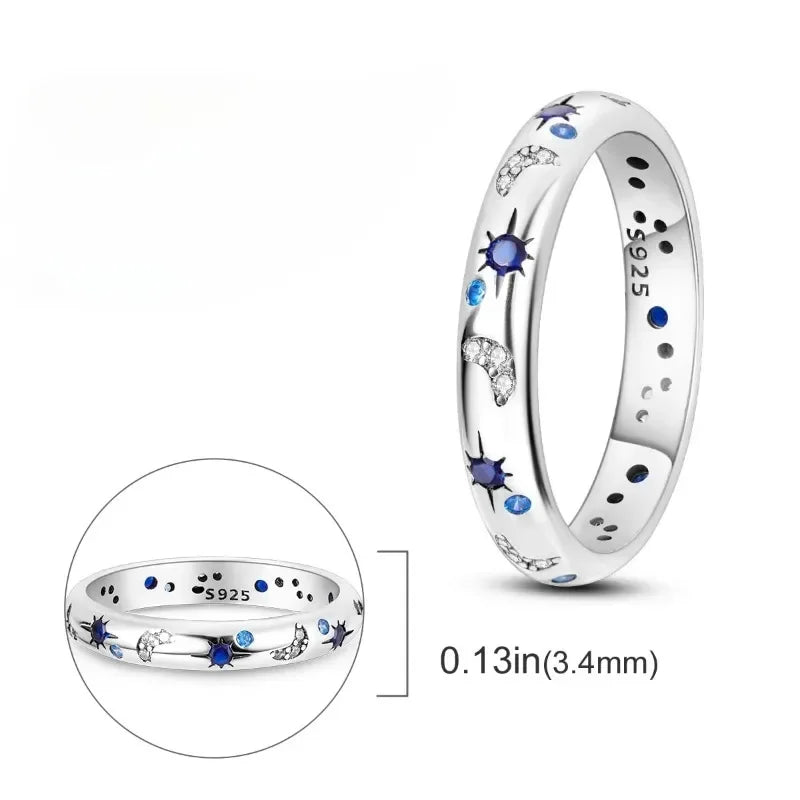 Sparkling Moon Sun Star Crystal Ring