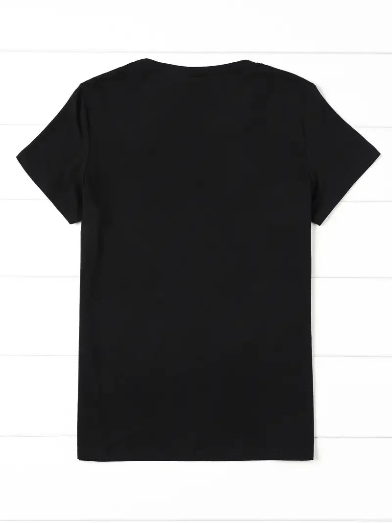 Cartoon Graphic Printed Black T-shirt