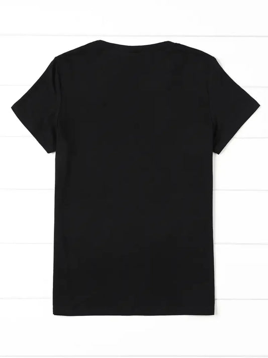 Cartoon Graphic Printed Black T-shirt