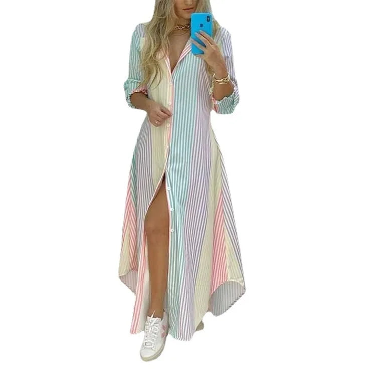 New Long Irregular Shirt Dress