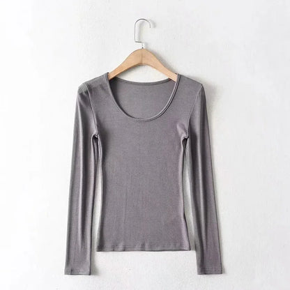 Casual Elastic Cotton Solid O-neck full sleeve T-shirt