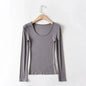 Casual Elastic Cotton Solid O-neck full sleeve T-shirt