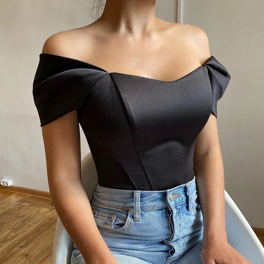 Elegant Satin Bow Tie Corset Top