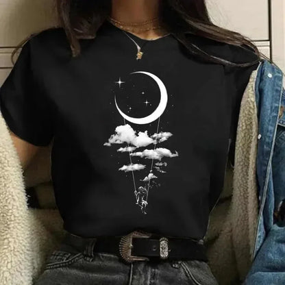 Cartoon Graphic Printed Black T-shirt