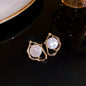 Pearl Earrings Heart Round Stud Earrings