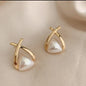 Pearl Earrings Heart Round Stud Earrings