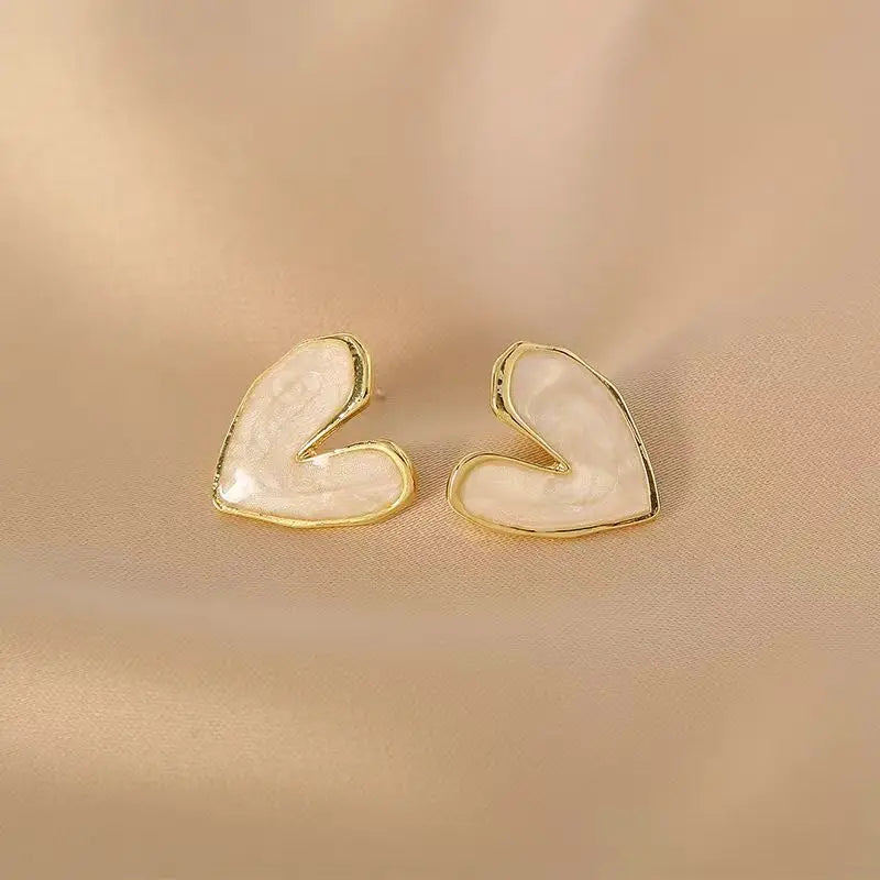 Pearl Earrings Heart Round Stud Earrings