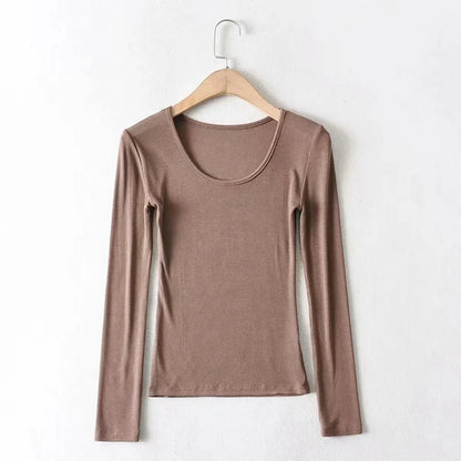 Casual Elastic Cotton Solid O-neck full sleeve T-shirt