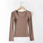 Casual Elastic Cotton Solid O-neck full sleeve T-shirt