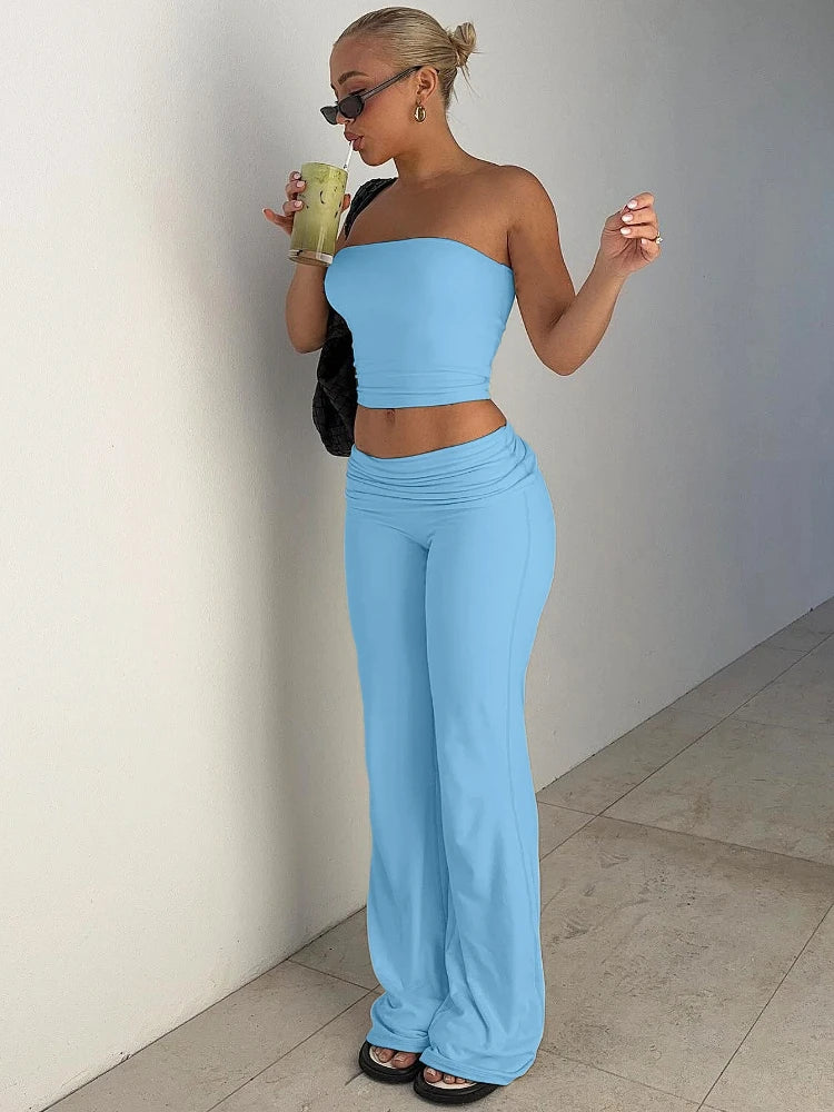 Strapless Top Flared Pants