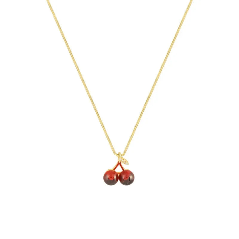 Little Wine Red Cherry Pendant Necklaces