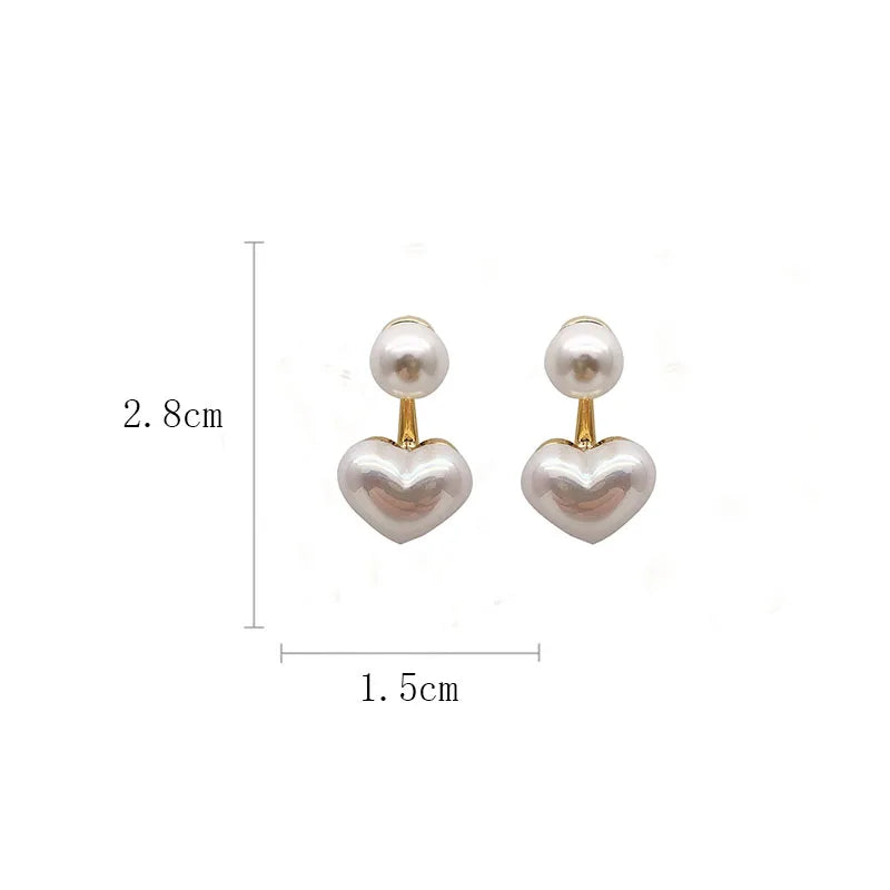 Pearl Earrings Heart Round Stud Earrings