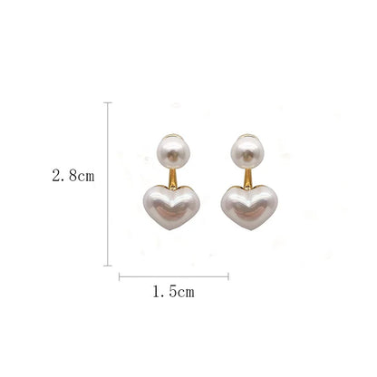 Pearl Earrings Heart Round Stud Earrings