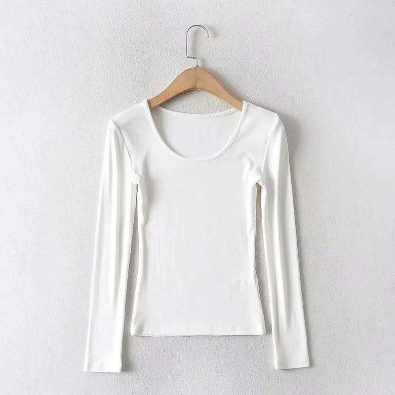 Casual Elastic Cotton Solid O-neck full sleeve T-shirt