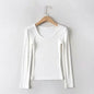 Casual Elastic Cotton Solid O-neck full sleeve T-shirt