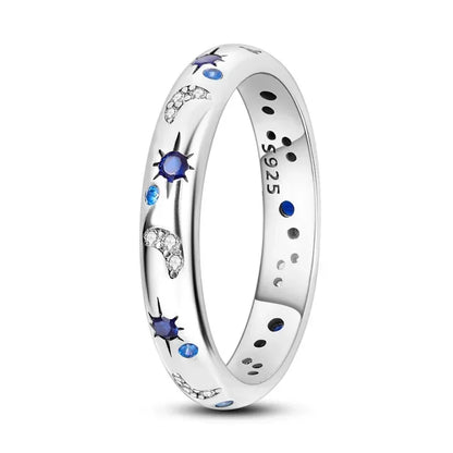 Sparkling Moon Sun Star Crystal Ring