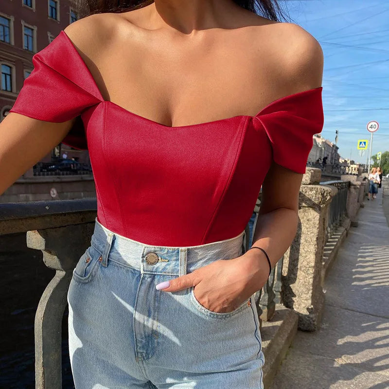 Elegant Satin Bow Tie Corset Top