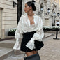 Fresh Loose Lapel Lantern Sleeve Long Sleeve Shirt