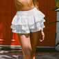 Floral Embroidery White Shorts