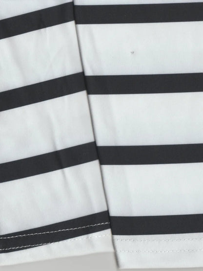 Round Neck Spliced Striped Short Sleeved Versatile Outerwear T-Shirt