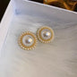 Pearl Earrings Heart Round Stud Earrings