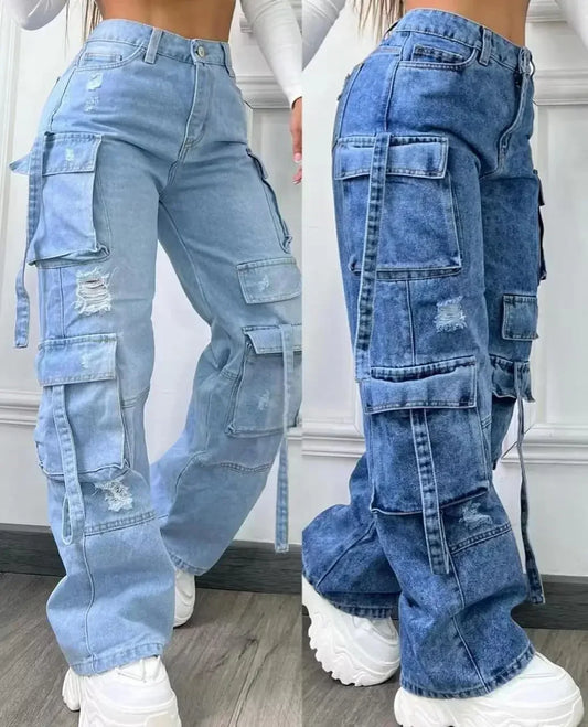 Versatile Multi-pocket Casual jeans