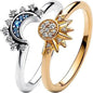 Sparkling Moon Sun Star Crystal Ring