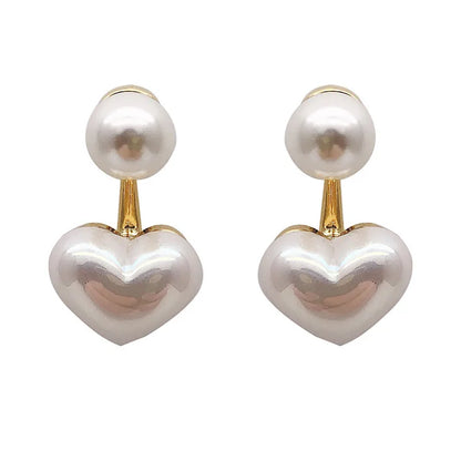 Pearl Earrings Heart Round Stud Earrings
