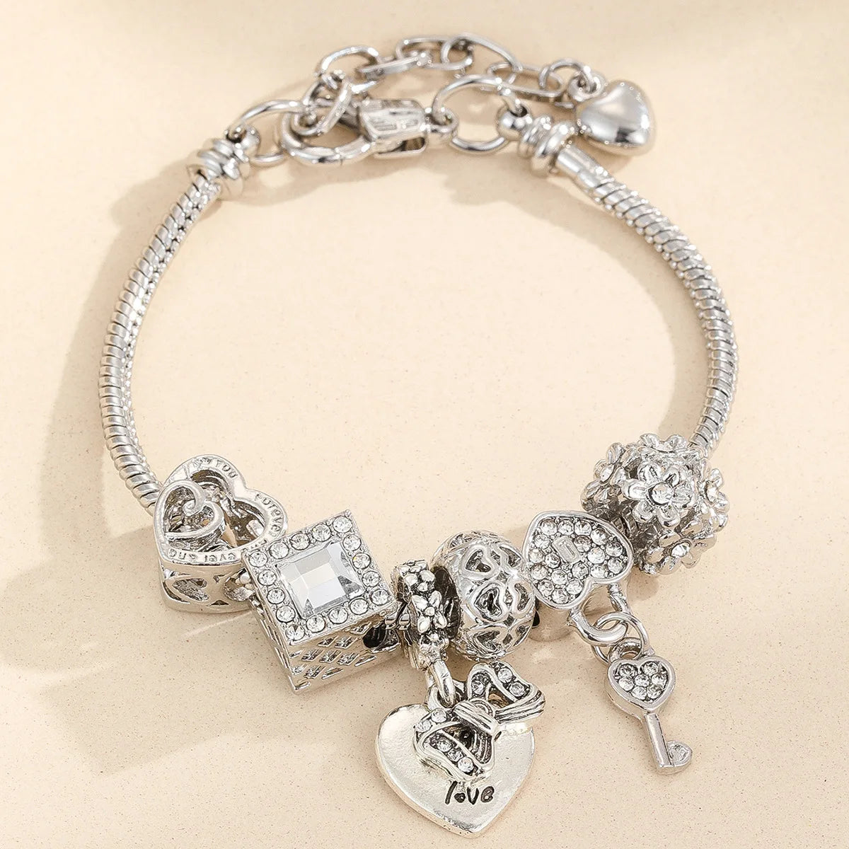Multi Element Beaded Love  Bracelet