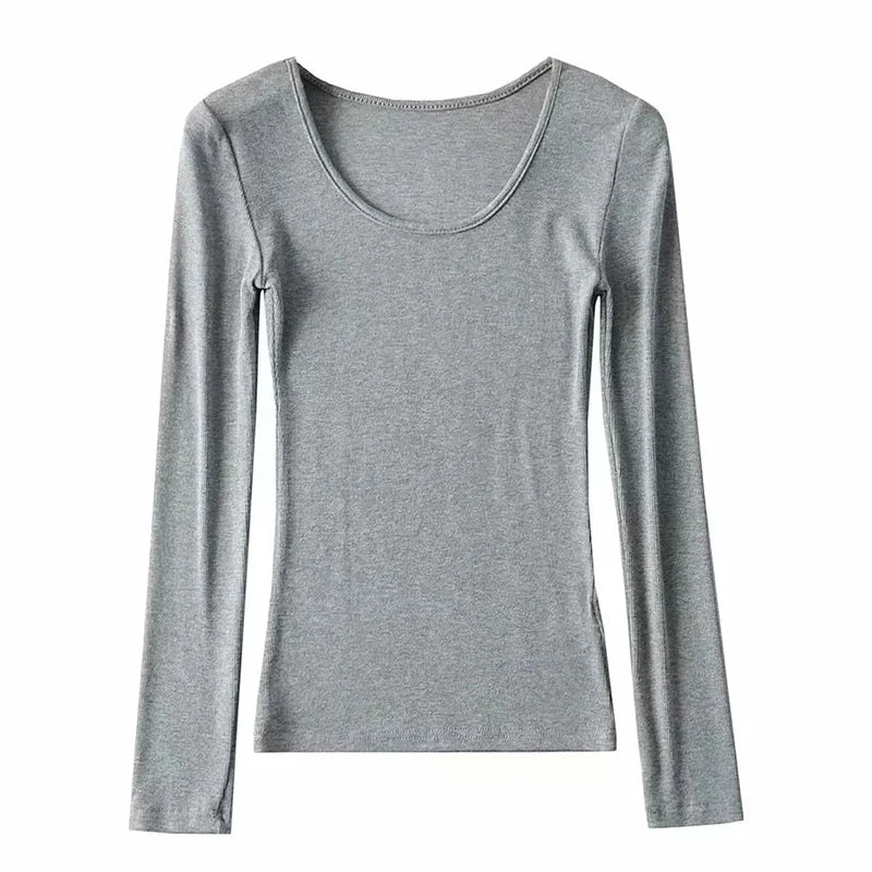 Casual Elastic Cotton Solid O-neck full sleeve T-shirt