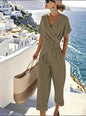 Elegant Solid Colour Short Sleeved Set