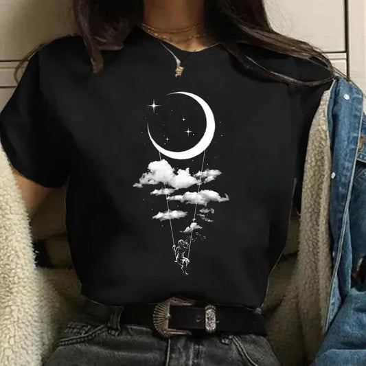Cartoon Graphic Printed Black T-shirt