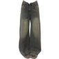 Vintage Distressed Wide-leg Jeans