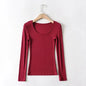Casual Elastic Cotton Solid O-neck full sleeve T-shirt