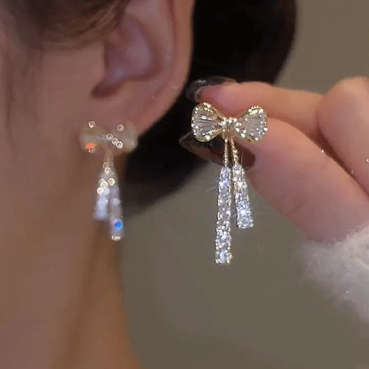 Bowknot Dangle Stud Earrings