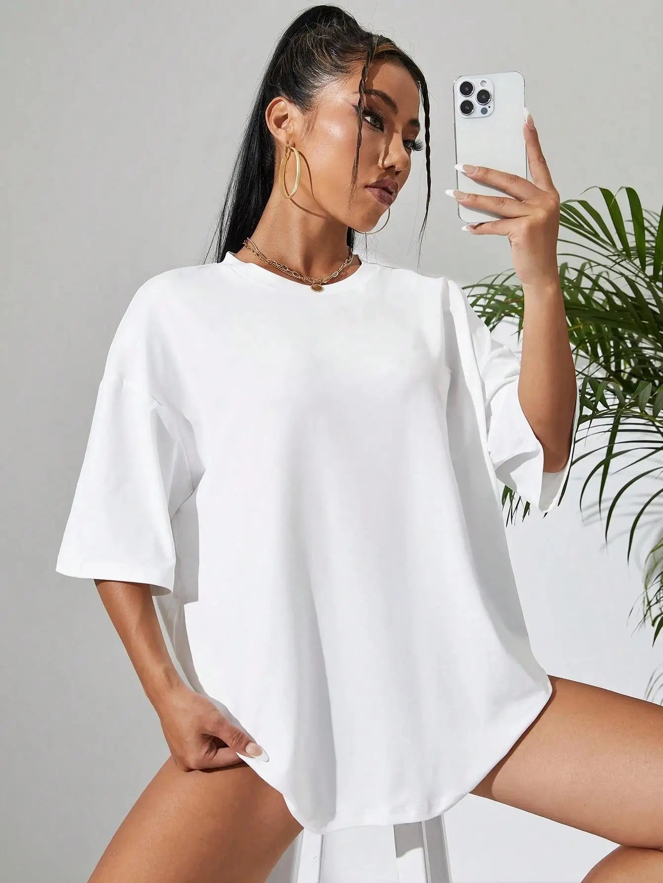 Cotton solid colour T-shirt