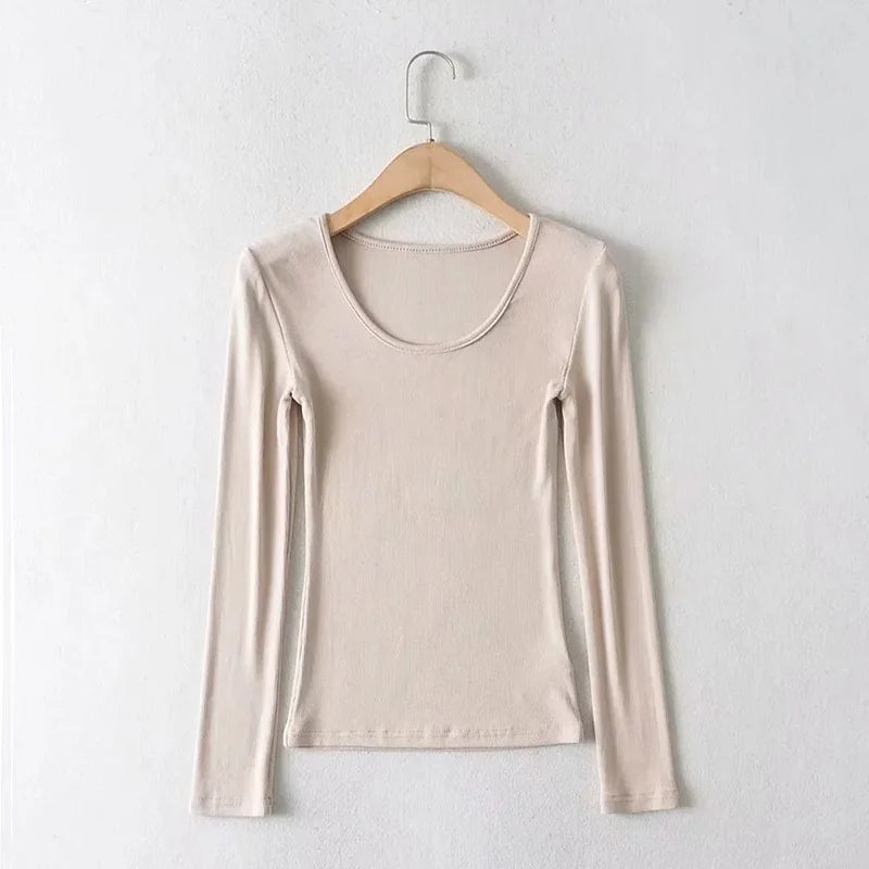 Casual Elastic Cotton Solid O-neck full sleeve T-shirt