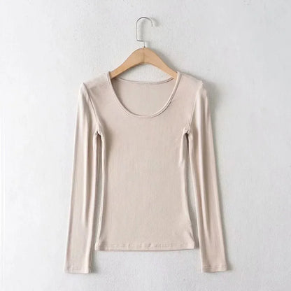 Casual Elastic Cotton Solid O-neck full sleeve T-shirt