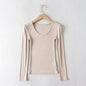 Casual Elastic Cotton Solid O-neck full sleeve T-shirt
