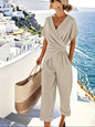 Elegant Solid Colour Short Sleeved Set