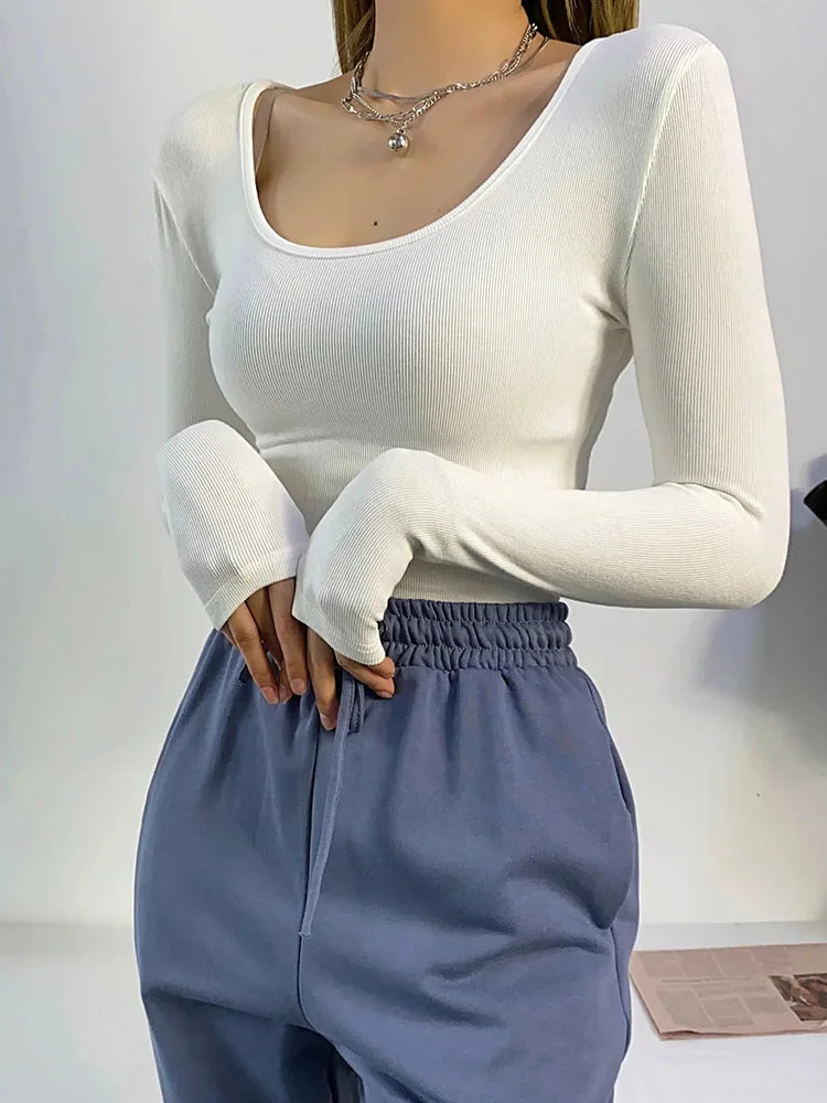 Casual Elastic Cotton Solid O-neck full sleeve T-shirt