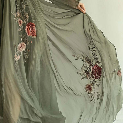 Long Sleeve High Waist Evening Dress