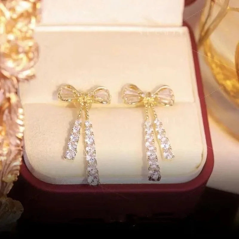 Bowknot Dangle Stud Earrings