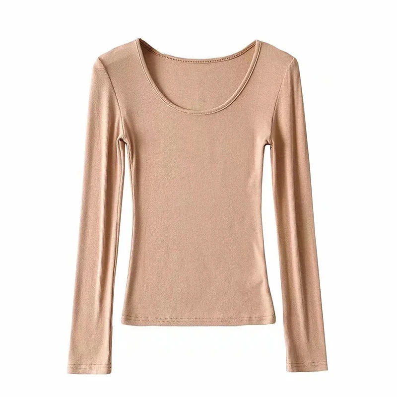 Casual Elastic Cotton Solid O-neck full sleeve T-shirt