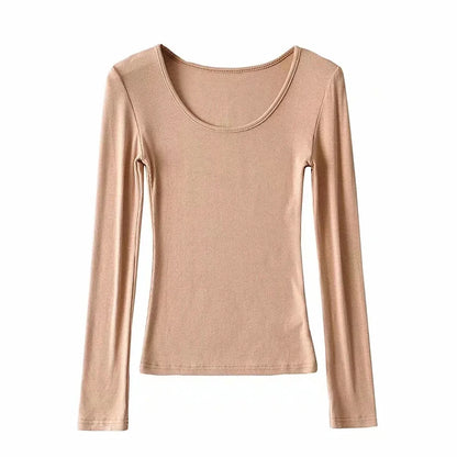 Casual Elastic Cotton Solid O-neck full sleeve T-shirt