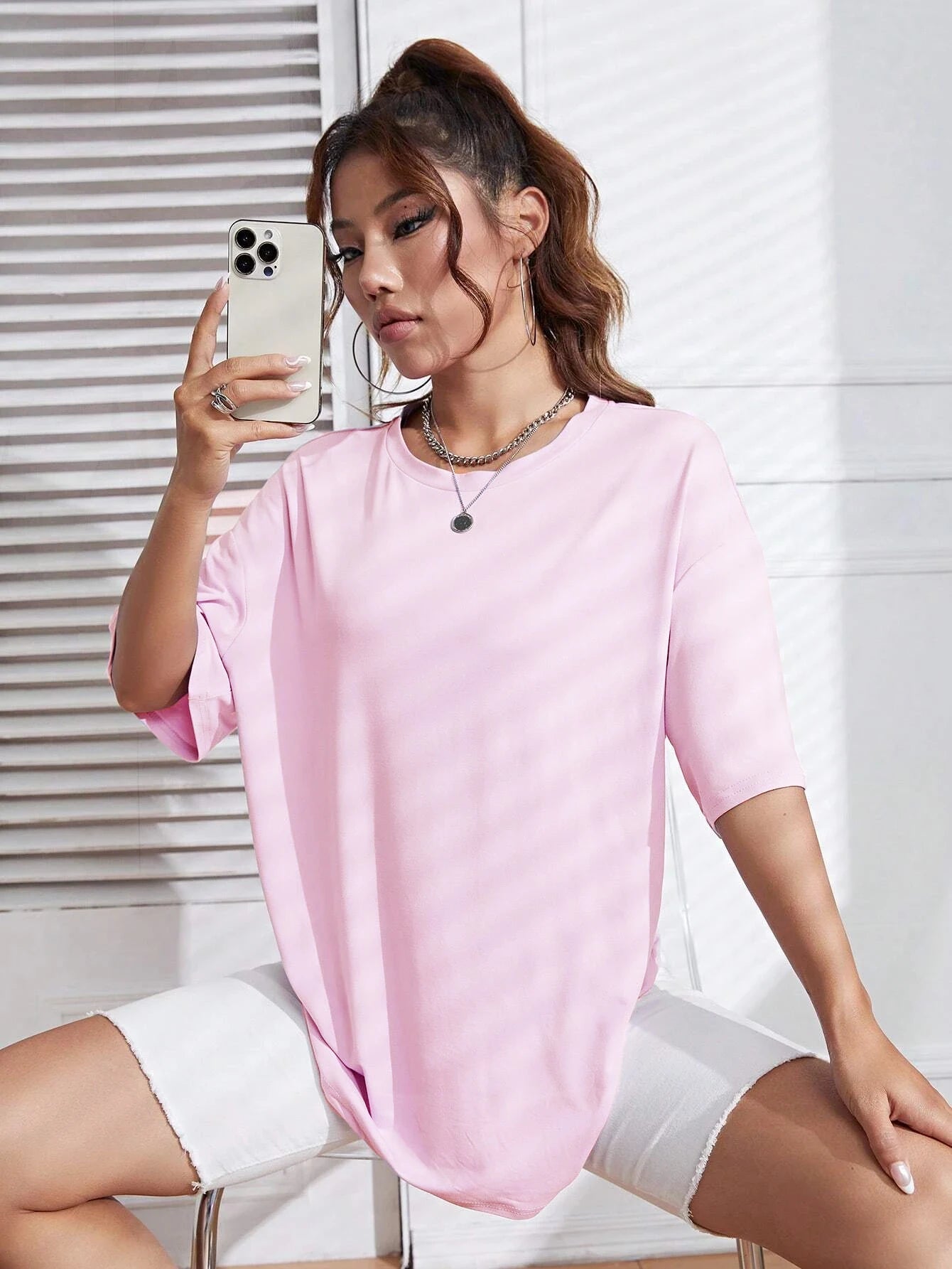 Cotton solid colour T-shirt