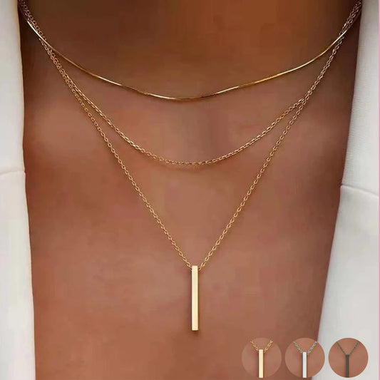 Vintage Layered Metal Bar Pendant
