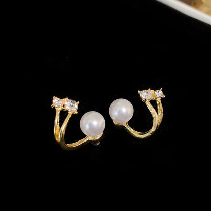 Pearl Earrings Heart Round Stud Earrings