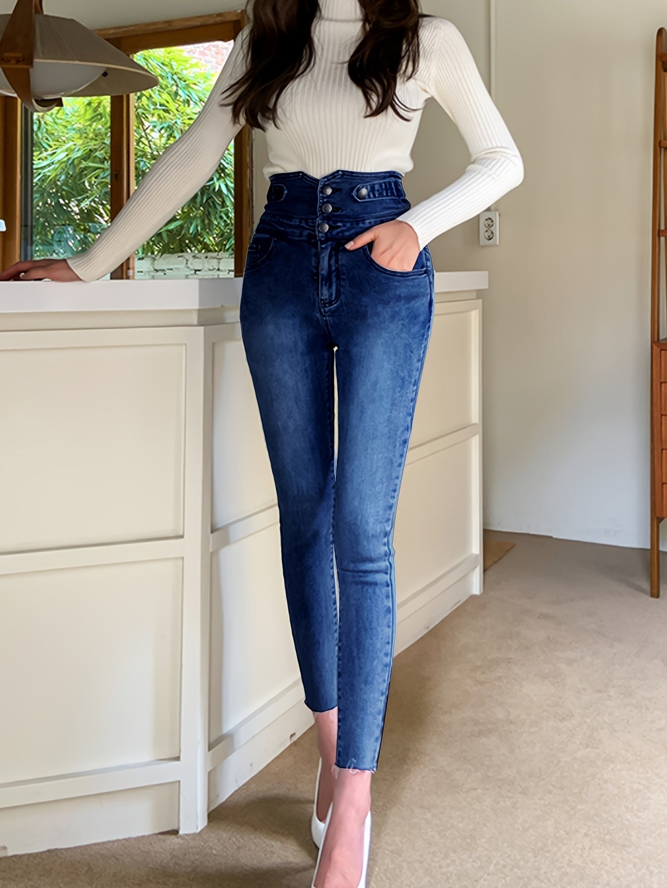 High Waist Tummy Control Denim Pants