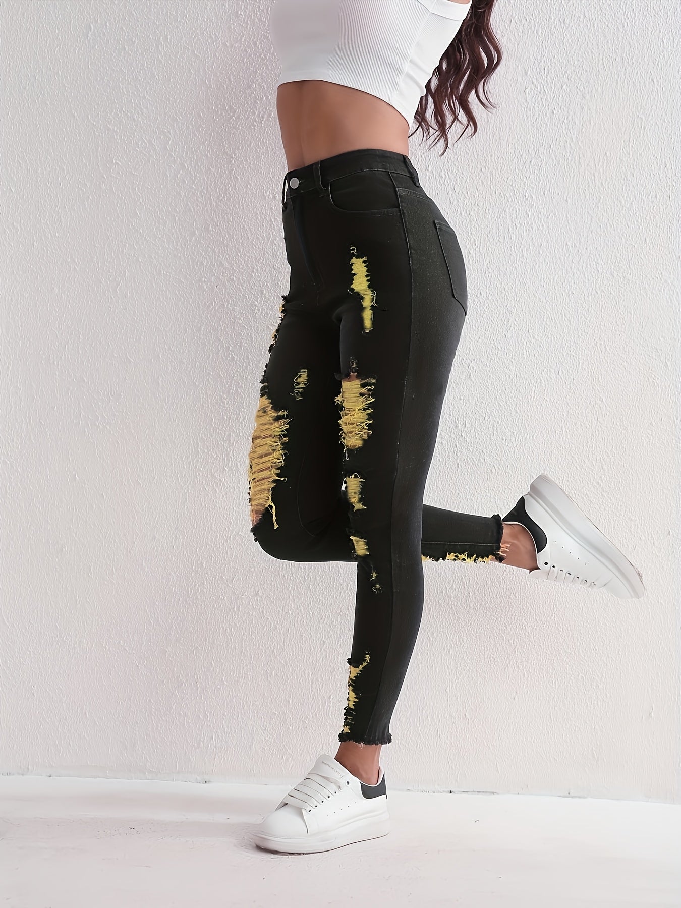 Stylish Black Ripped Skinny Jeans